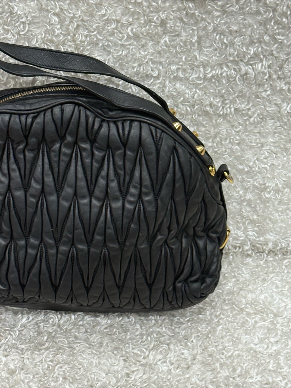 MIU MIU Matelasse Leather Handbag Shoulder Bag Black - Picture 5 of 16